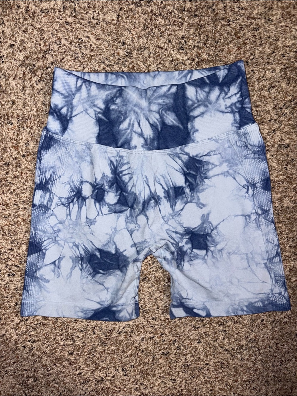 NVGTN Blue Tie-Dye High-Waist Bike Shorts